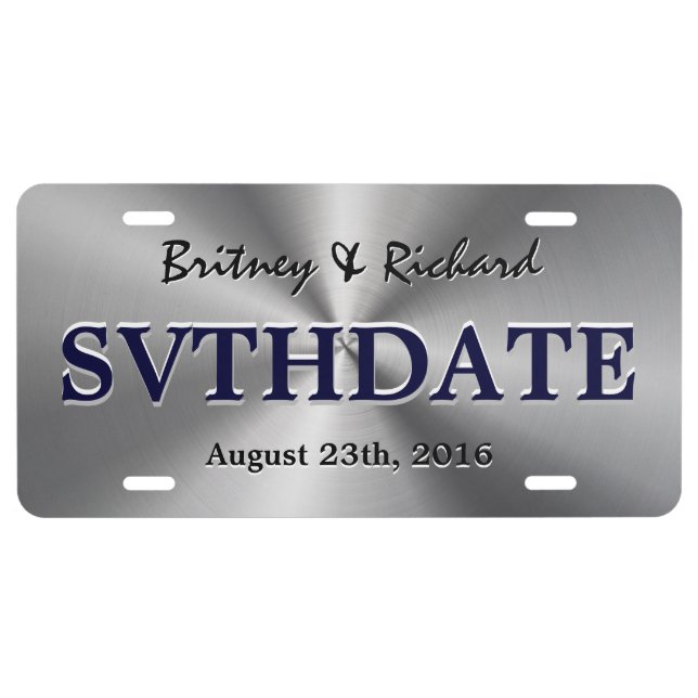 Personalized Stainless Steel Metallic Radial Look License Plate (Front)