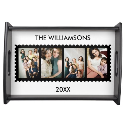 Personalized Stamp Frame 4 Family Photo Serving Tray