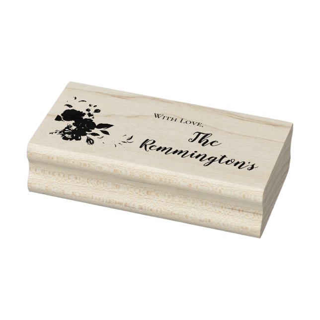 Personalized Stamp Plum Purple Roses Gold Geometri (Stamp)