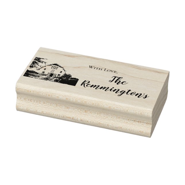Personalized Stamp Sunset Barn Country Rustic Fiel (Stamp)