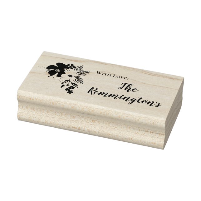 Personalized Stamp Tropical Flowers on Blue Ombre (Stamp)