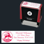 Personalized Stamp with Hearts and Reindeer<br><div class="desc">Easy to customize rubber stamp, just add your information!
Vintage illustration Christmas holiday design with a leaping reindeer and hearts.</div>