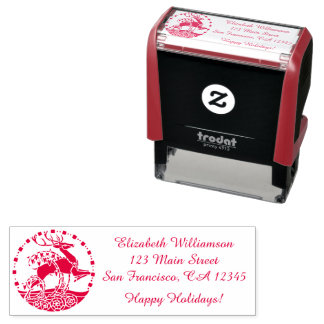 Personalized Stamp with Hearts and Reindeer