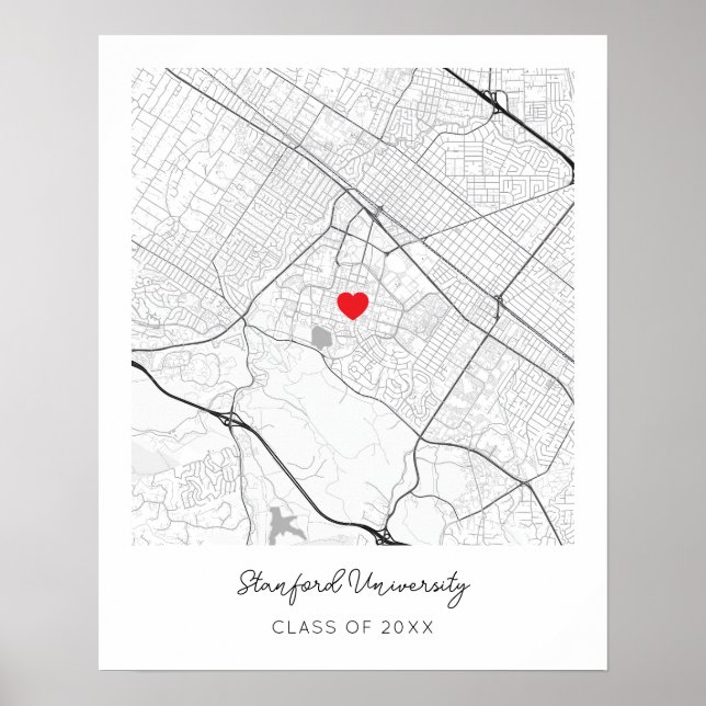 Personalized Stanford University Map Poster (Front)