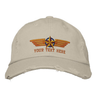 Personalized Star Badge Pilot Wings Embroidered Baseball Cap