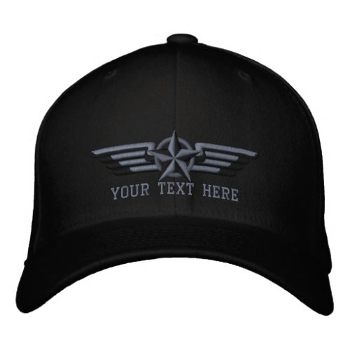 Personalized Star Badge Pilot Wings Embroidered Baseball Hat