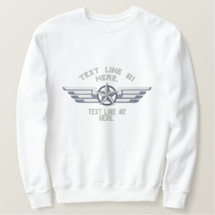 Personalized Star Badge Pilot Wings Embroidered Sweatshirt
