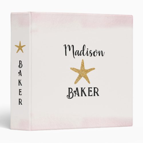Personalized Star Baker Pink Ombre  3 Ring Binder