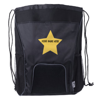 Personalized STAR Black Drawstring Backpack