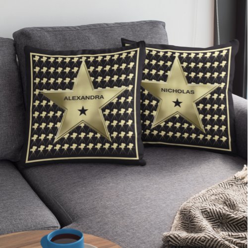 Personalized Star Family Home Movie Theater Throw Pillow