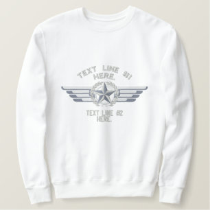 Personalized Star Laurels Badge Pilot Wings Embroidered Sweatshirt