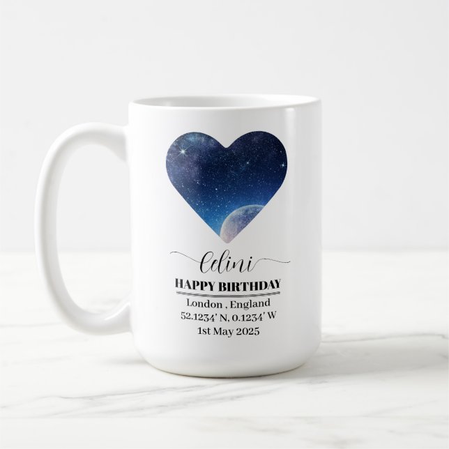 Personalized Star Map Card: Celebrate Your Special Coffee Mug (Left)