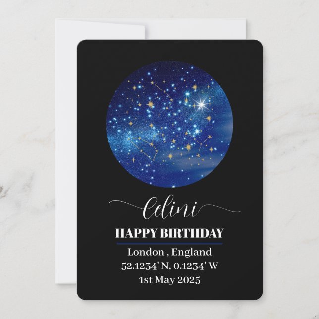Personalized Star Map Card: Celebrate Your Special Holiday Card (Front)