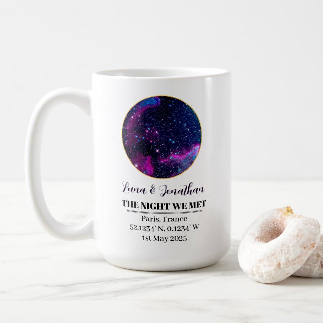 Personalized Star Map Mug: The Night We Met  Coffee Mug (With Donut)
