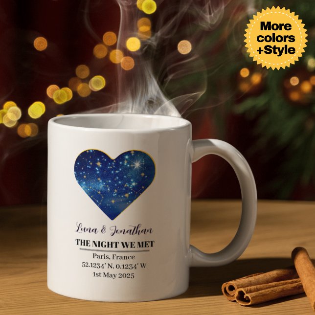 Personalized Star Map Mug: The Night We Met  Coffee Mug (Personalized Star Map Mug: The Night We Met (Anniversary Gift))