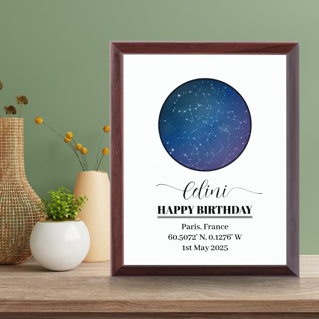 Personalized Star Map Wall Art: Your Unique Night  Award Plaque (Personalized Star Map Wall Art: Your Unique Night Sky)