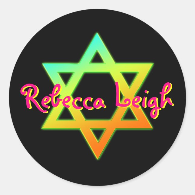 Personalized Star Of David Bat Mitzvah Sticker (Front)