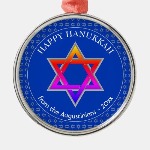 Personalized  Star of David  HAPPY HANUKKAH Metal Ornament