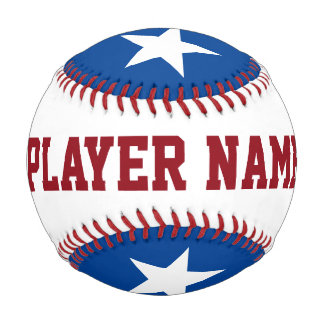 Personalized Star Player Team Names red white blue Baseball