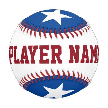 Personalized Star Player Team Names Red White Blue Baseball by shotwellphoto at Zazzle