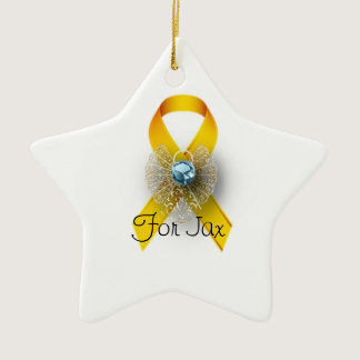 Personalized star shape childhood cancer ornament