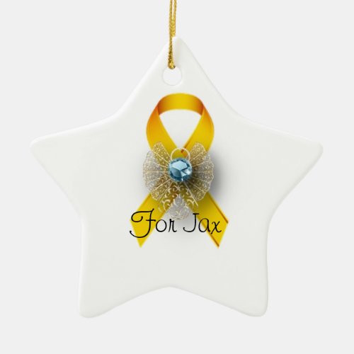 Personalized star shape childhood cancer ornament