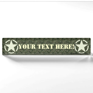 Personalized Star Stencil Vintage Digital Camo Desk Name Plate
