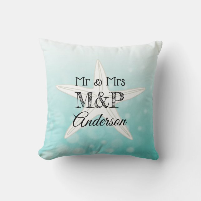 Personalized Starfish Beach House Pillow (Front)