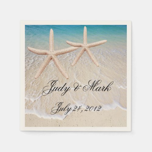 Personalized Starfish Beach Wedding Paper Napkins