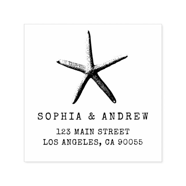 Personalized starfish nautical wedding address self-inking stamp (Design)