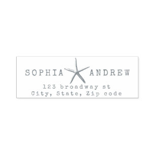 Personalized starfish nautical wedding  address self-inking stamp