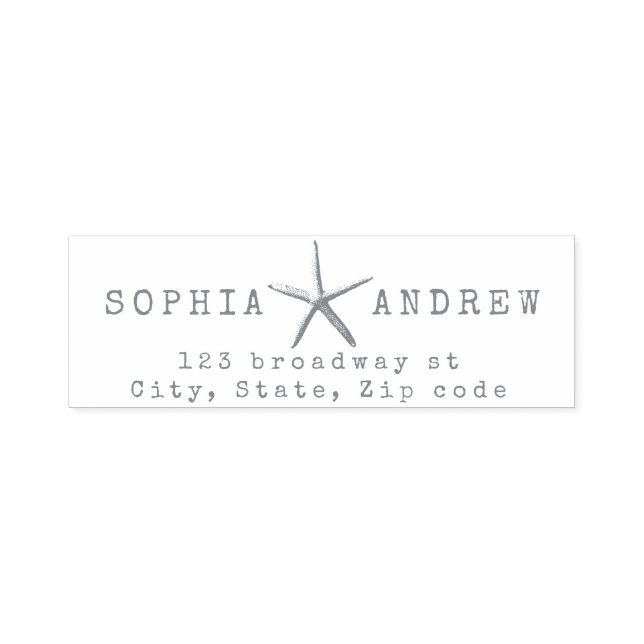 Personalized starfish nautical wedding  address self-inking stamp (Design)