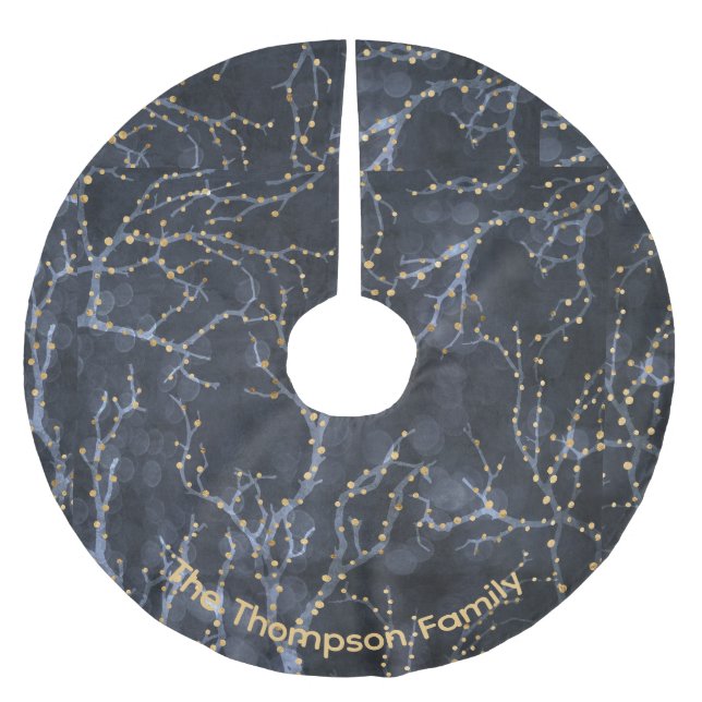 Personalized Starry Shapes Black Christmas Pattern Brushed Polyester Tree Skirt (Front)