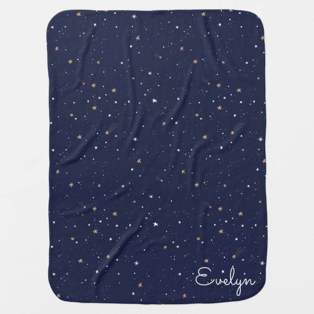 Personalized Starry Sky Print Baby Blanket (Front)