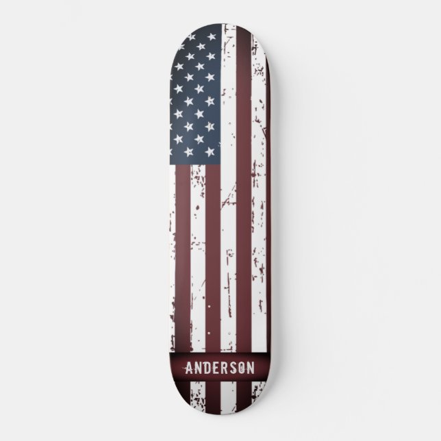 Personalized Stars and Stripes American Flag  Skateboard (Front)