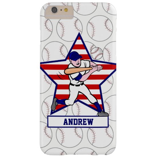 Personalized Stars and Stripes Baseball Batter v1 Barely There iPhone 6 Plus Case
