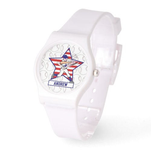 Personalized Stars and Stripes Baseball Batter v1 Watch