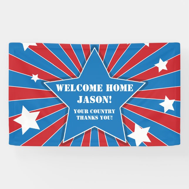 Personalized Stars and Stripes Military Banner (Horizontal)