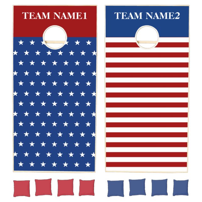 Personalized Stars and Stripes Patriotic  Cornhole Set (Set)