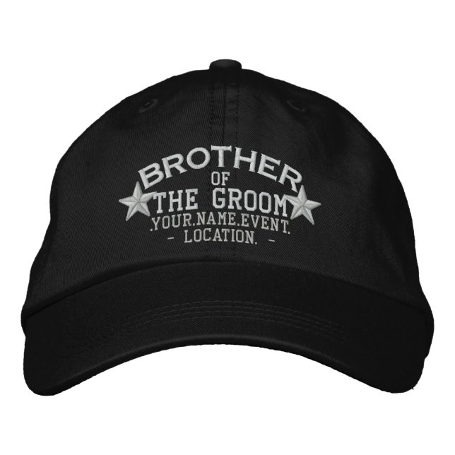 Personalized Stars Brother of the Groom Embroidery Embroidered Baseball Hat (Front)