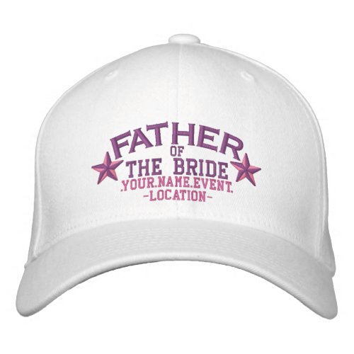 Personalized Stars Father of the Bride in Pink Embroidered Baseball Hat