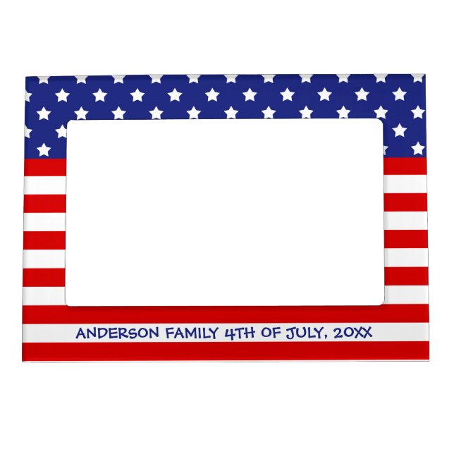 Personalized Stars n Stripes Patriotic July 4th Magnetic Frame (Front)
