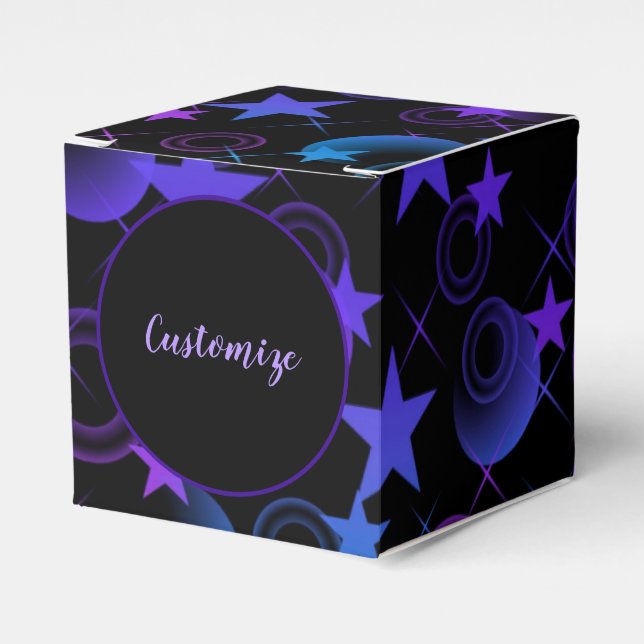 Personalized Stars 'n Stuff Pattern Cube Favor Boxes (Front Side)