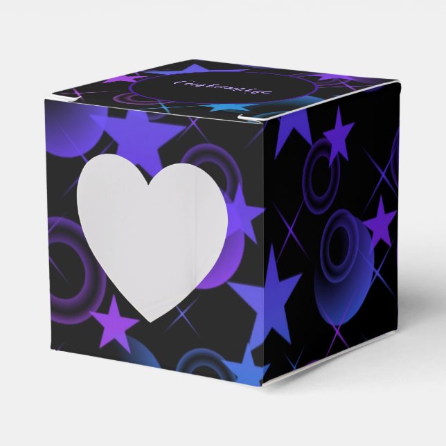 Personalized Stars 'n Stuff Pattern Heart Favor Boxes (Front Side)