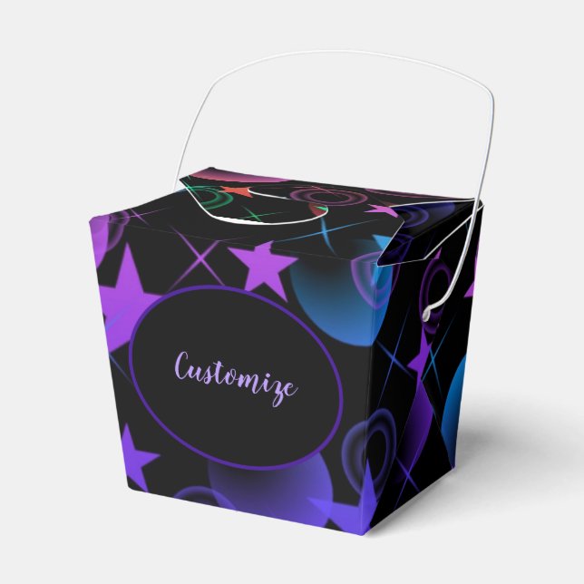 Personalized Stars 'n Stuff Pattern Take-Out Favor Boxes (Front Side)