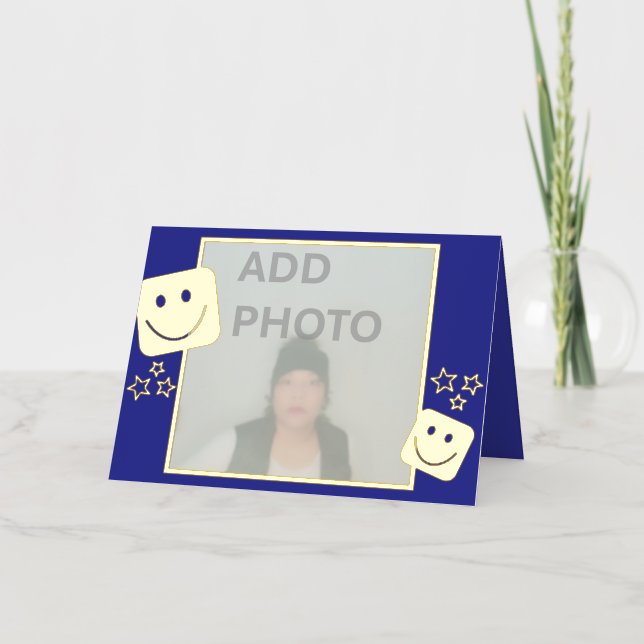 Personalized Stars Photo Smiles Gold Foil Card (Front)