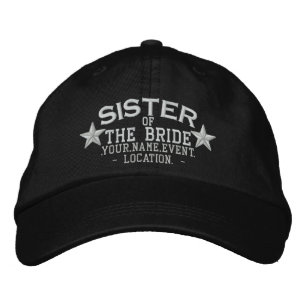 Personalized Stars Sister of the Bride Embroidery Embroidered Baseball Cap