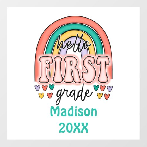 Personalized Starting First Grade Rainbow  Wall Decal