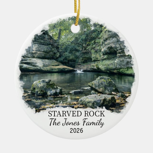 Personalized Starved Rock State Park, Illinois Ceramic Ornament (Front)