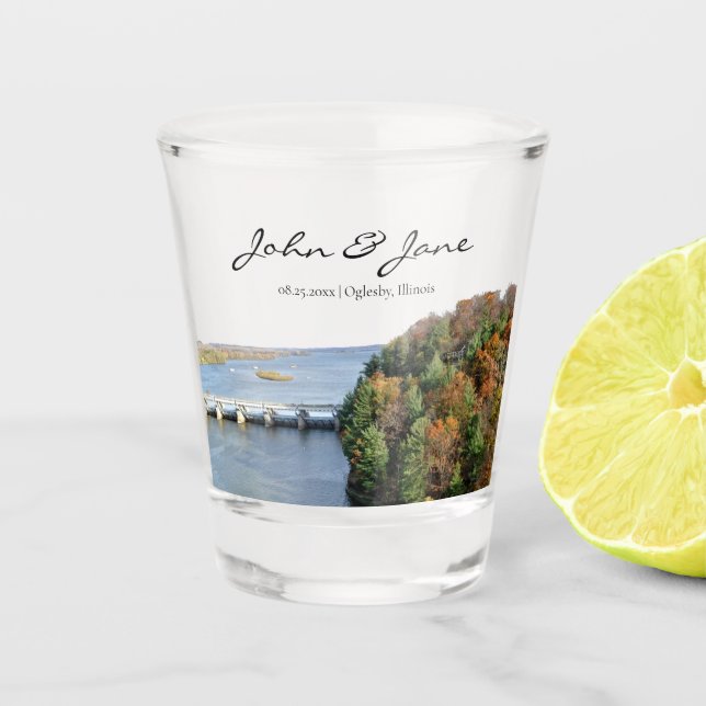 Personalized Starved Rock State Park Wedding Shot Glass (Front)